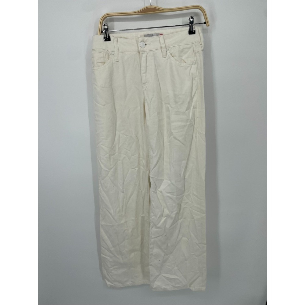 Cabi Ashbury Jeans Womens 0 White Denim Cotton Blend Wide Leg Zip Fly Streetwear